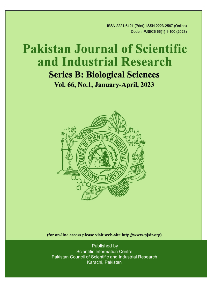 					View Vol. 66 No. 1 (2023): Pakistan Journal of Scientific and Industrial Research Series B: Biological Sciences
				